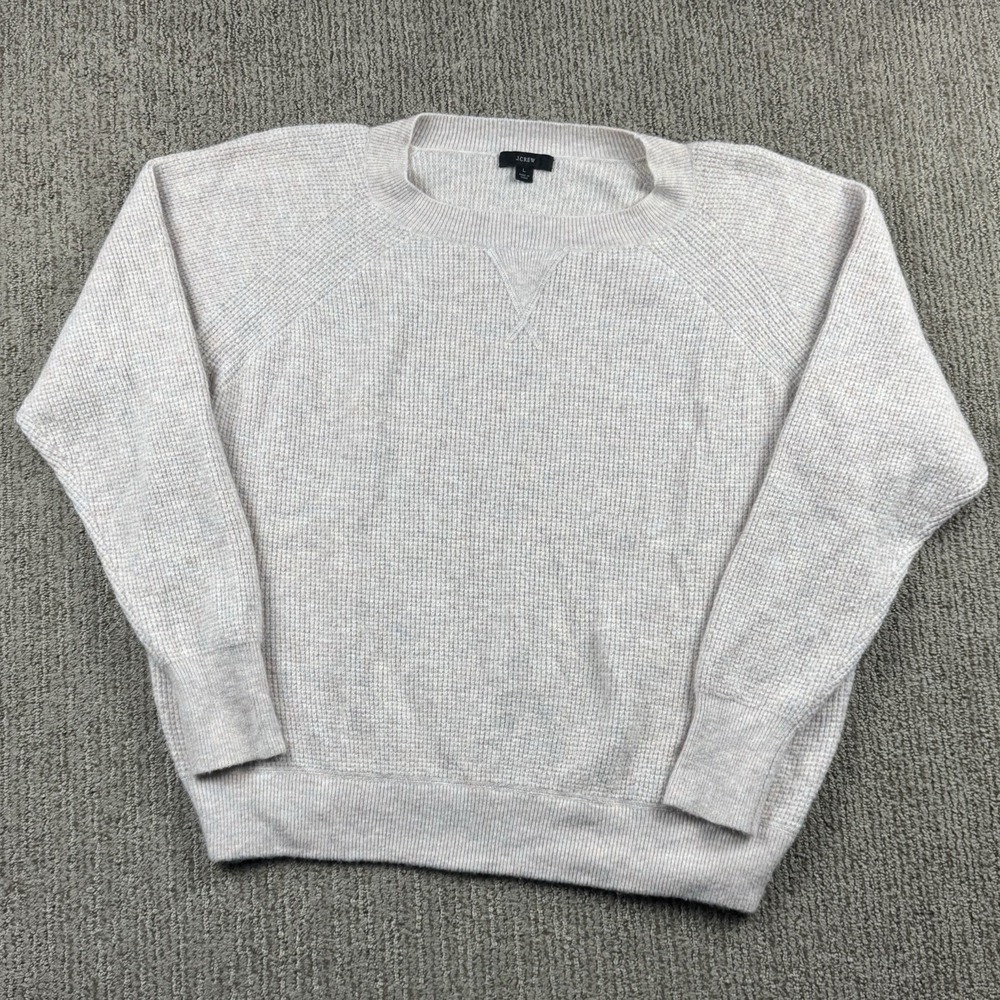 J Crew Womens L Supersoft Yarn Waffle Crew Neck Sweater Oversized Wool Alpaca
